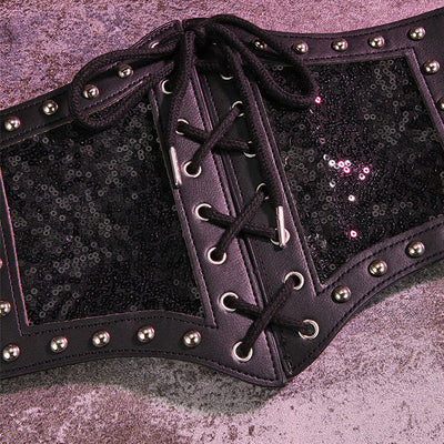 Black Style Lace Strap Women's Elastic Corset Belt - image 4