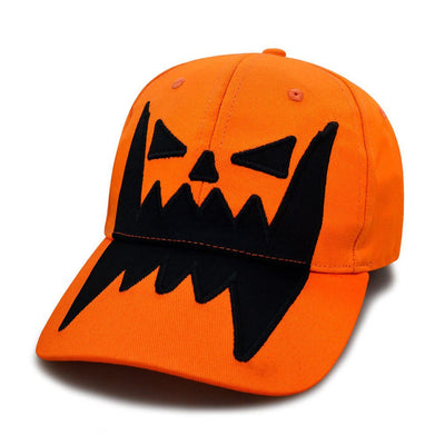 Halloween Quirky Big Mouth Printed Pumpkin Hat Baseball Cap - Orange - L（22 7/8"-23 5/8"） - image 0
