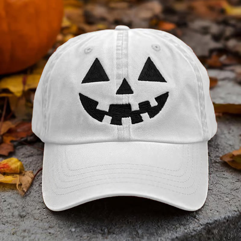 Halloween Funny Pumpkin Face Printed Baseball Cap Hat - White - Adjustable(About 21 5/8"-23 1/4") - image 1