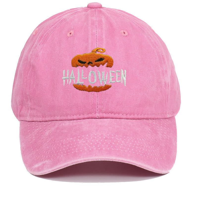 Halloween Horror Pumpkin Embroidered Baseball Cap Hat - Pink - M（22"-22 7/8"） - image 9