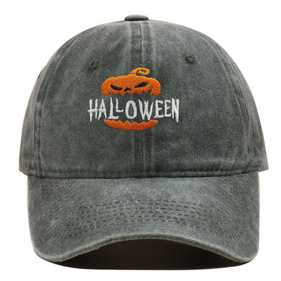 Halloween Horror Pumpkin Embroidered Baseball Cap Hat - Army Green - M（22"-22 7/8"） - image 12