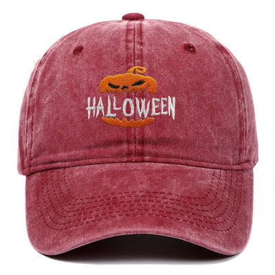 Halloween Horror Pumpkin Embroidered Baseball Cap Hat - Wine - M（22"-22 7/8"） - image 6