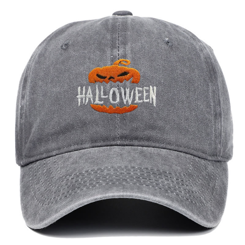 Halloween Horror Pumpkin Embroidered Baseball Cap Hat - Grey - M（22"-22 7/8"） - image 7