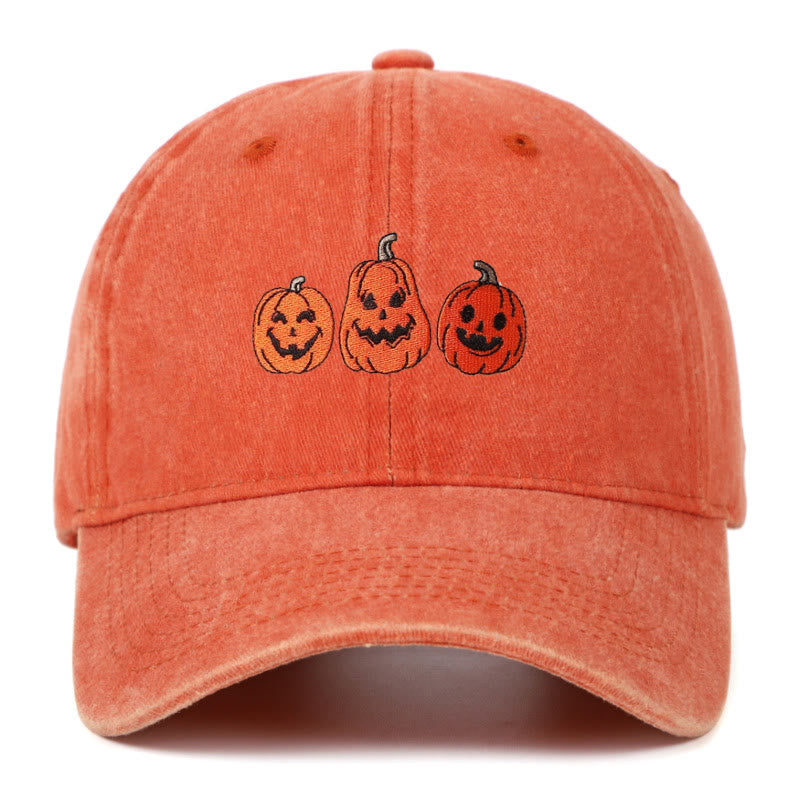 Halloween Three Pumpkins Embroidered Washed Baseball Cap Hat - Orange - Adjustable（22 7/8"-24 1/2"） - image 13