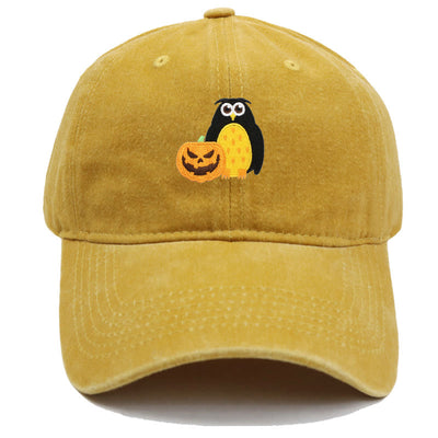 Halloween Pumpkin Owl Embroidered Baseball Cap Hat - Yellow - M（22"-22 7/8"） - image 10