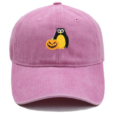 Halloween Pumpkin Owl Embroidered Baseball Cap Hat - Pink - M（22"-22 7/8"） - image 6