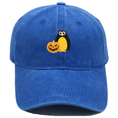Halloween Pumpkin Owl Embroidered Baseball Cap Hat - Royal Blue - M（22"-22 7/8"） - image 13