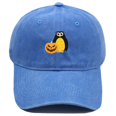Halloween Pumpkin Owl Embroidered Baseball Cap Hat - Sky Blue - M（22"-22 7/8"） - image 12