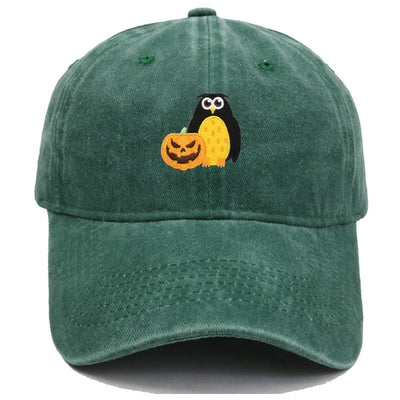 Halloween Pumpkin Owl Embroidered Baseball Cap Hat - Dark Green - M（22"-22 7/8"） - image 16