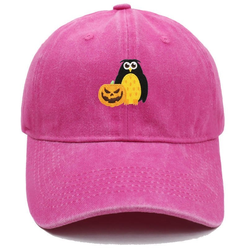 Halloween Pumpkin Owl Embroidered Baseball Cap Hat - Rose - M（22"-22 7/8"） - image 7