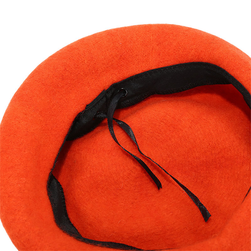 Halloween Cute Smile Embroidered Beret Pumpkin Hat - image 3