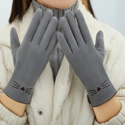 Women's Cute Cat Embroidery Screen Touch Finger Tip Gloves - image 4