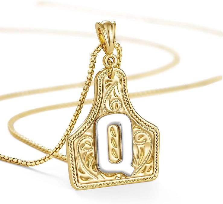 FT: Fashionable Golden Letter Pendant Embossed Necklace - Q - image 19