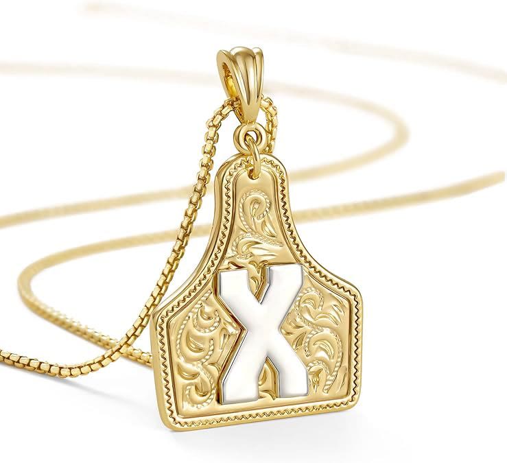 FT: Fashionable Golden Letter Pendant Embossed Necklace - X - image 26
