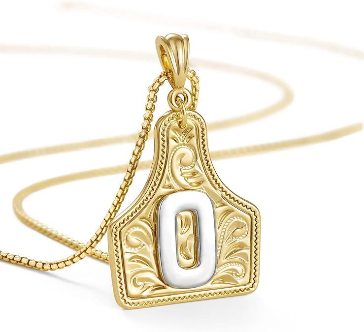 FT: Fashionable Golden Letter Pendant Embossed Necklace - O - image 17