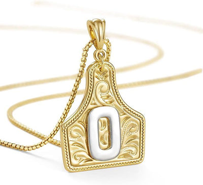 FT: Fashionable Golden Letter Pendant Embossed Necklace - O - image 17