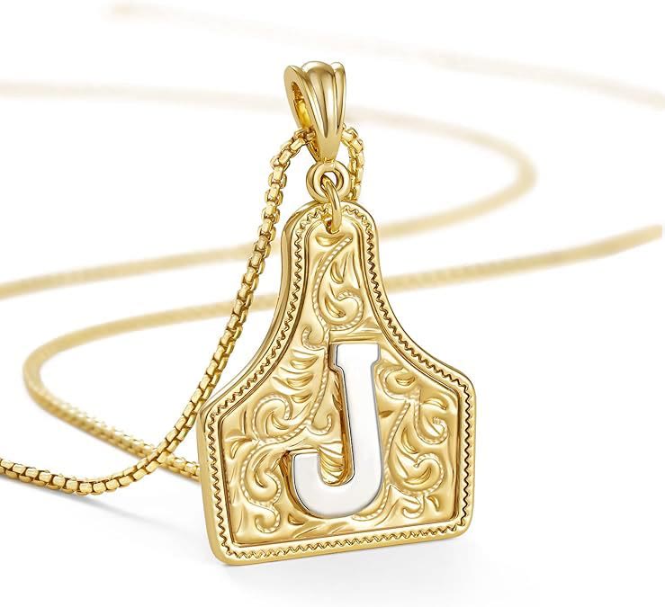 FT: Fashionable Golden Letter Pendant Embossed Necklace - J - image 12