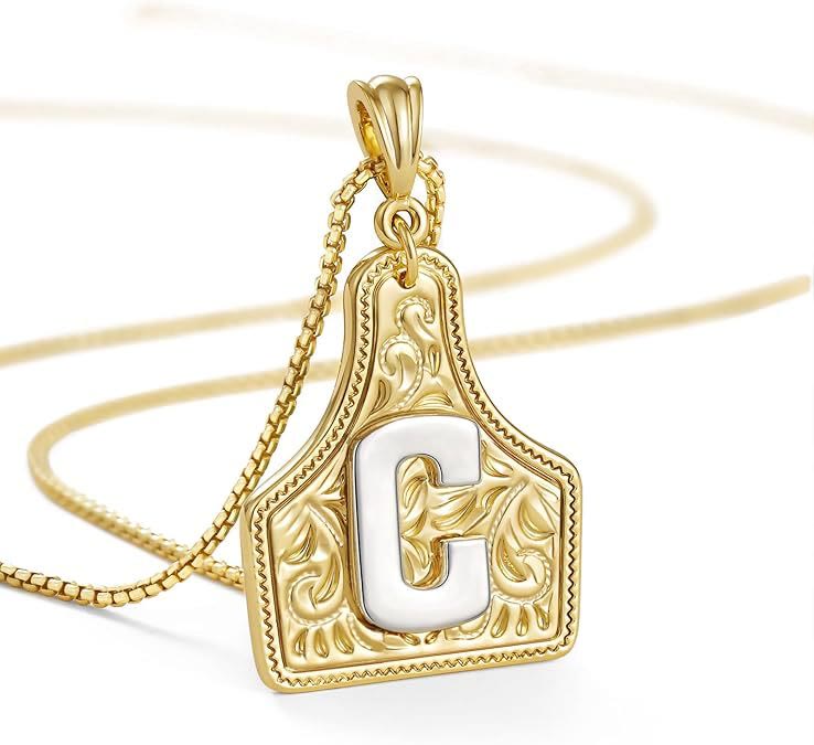 FT: Fashionable Golden Letter Pendant Embossed Necklace - C - image 5
