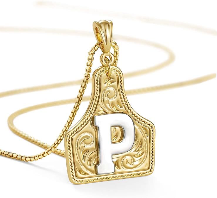 FT: Fashionable Golden Letter Pendant Embossed Necklace - P - image 18