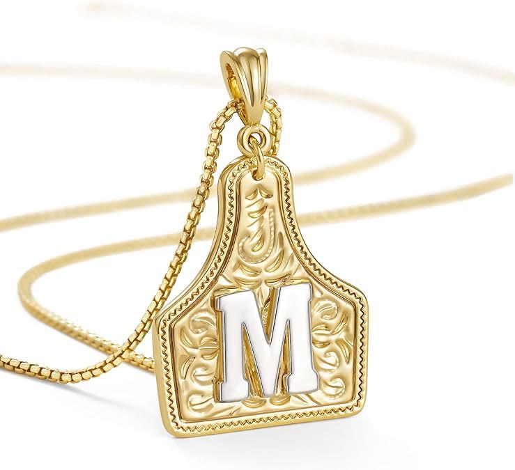 FT: Fashionable Golden Letter Pendant Embossed Necklace - M - image 15