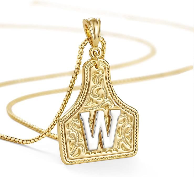 FT: Fashionable Golden Letter Pendant Embossed Necklace - W - image 25