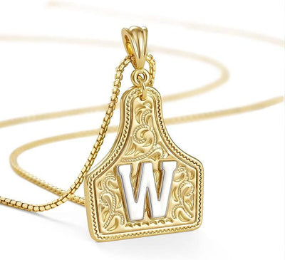 FT: Fashionable Golden Letter Pendant Embossed Necklace - W - image 25