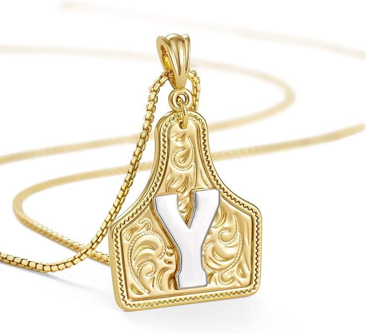 FT: Fashionable Golden Letter Pendant Embossed Necklace - Y - image 27