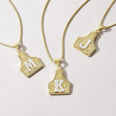 FT: Fashionable Golden Letter Pendant Embossed Necklace - image 2
