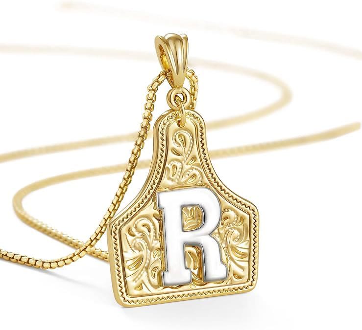 FT: Fashionable Golden Letter Pendant Embossed Necklace - R - image 20
