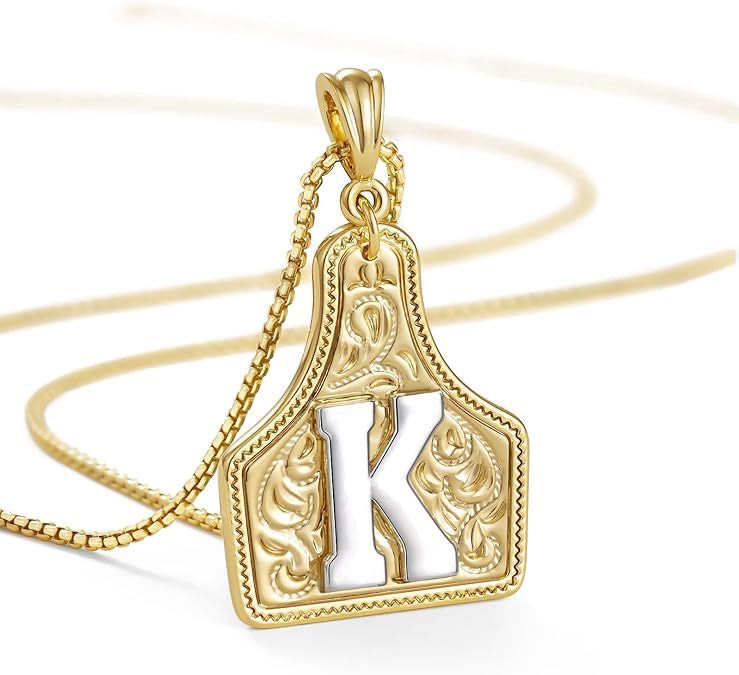 FT: Fashionable Golden Letter Pendant Embossed Necklace - K - image 13