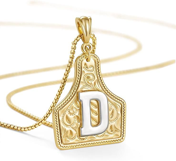 FT: Fashionable Golden Letter Pendant Embossed Necklace - D - image 6