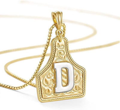 FT: Fashionable Golden Letter Pendant Embossed Necklace - D - image 6