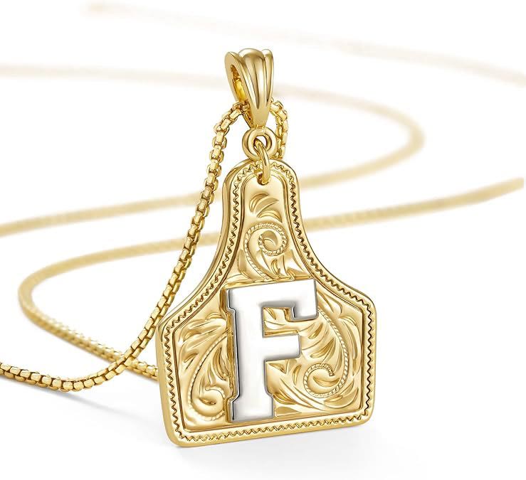FT: Fashionable Golden Letter Pendant Embossed Necklace - F - image 8