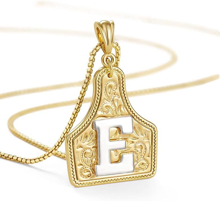 FT: Fashionable Golden Letter Pendant Embossed Necklace - E - image 7