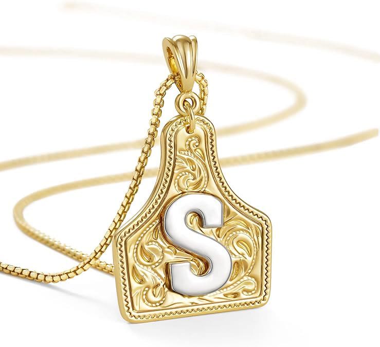 FT: Fashionable Golden Letter Pendant Embossed Necklace - S - image 21