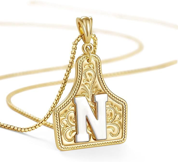 FT: Fashionable Golden Letter Pendant Embossed Necklace - N - image 16