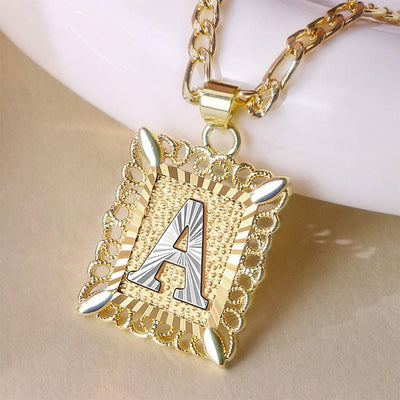 FT: Golden Exquisite Square Hollow Letter Necklace - image 3