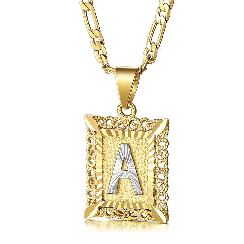 FT: Golden Exquisite Square Hollow Letter Necklace - image 0