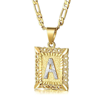 FT: Golden Exquisite Square Hollow Letter Necklace - image 0