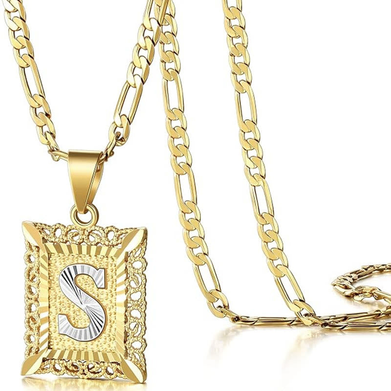 FT: Golden Exquisite Square Hollow Letter Necklace - S - image 22