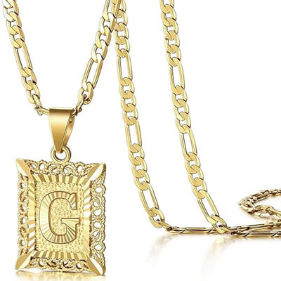 FT: Golden Exquisite Square Hollow Letter Necklace - G - image 10