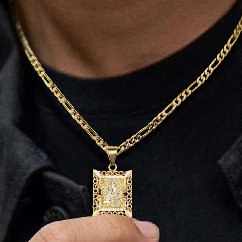 FT: Golden Exquisite Square Hollow Letter Necklace - image 1