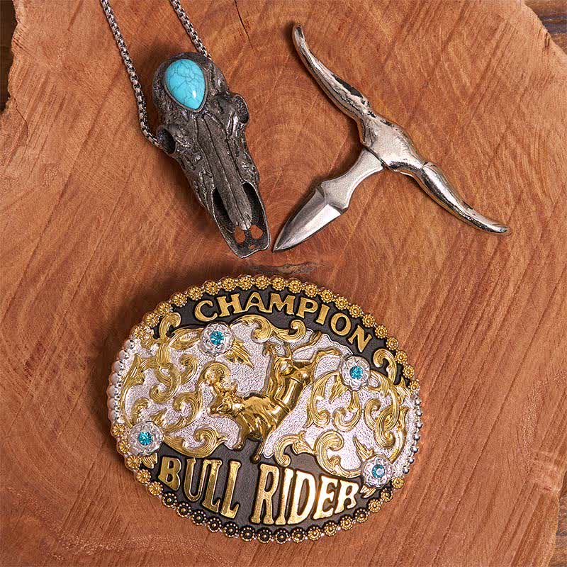 Bull Rider DIY Belt Buckle Turquoise Longhorn Bull Pendant Bundle Set - image 2