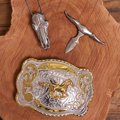 Gold Eagle Head DIY Belt Buckle Longhorn Bull Pendant Bundle Set - image 2