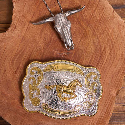 Gold Eagle Head DIY Belt Buckle Longhorn Bull Pendant Bundle Set - Horse - Without Belt - Not Include Belt - image 1
