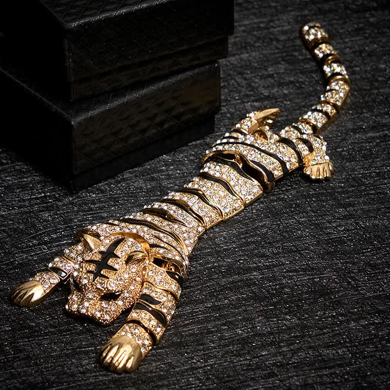 Men's Majestic Tiger Large Luxury Sparkling Rhinestone Brooch - image 11