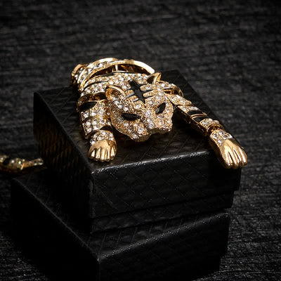 Men's Majestic Tiger Large Luxury Sparkling Rhinestone Brooch - image 12