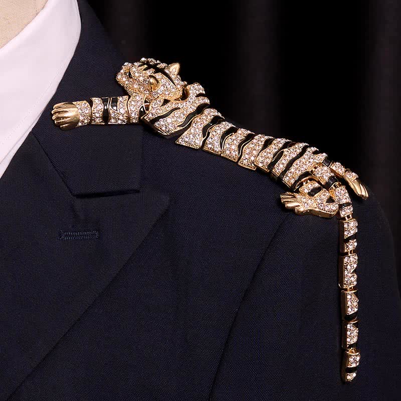 Men's Majestic Tiger Large Luxury Sparkling Rhinestone Brooch - image 14