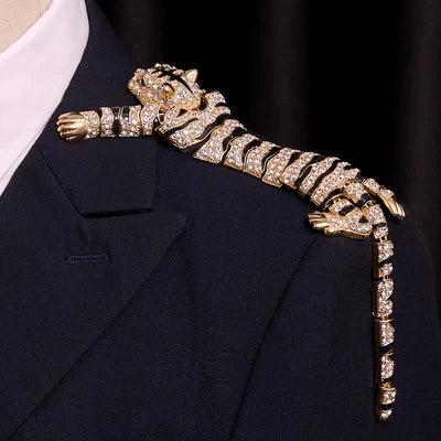 Men's Majestic Tiger Large Luxury Sparkling Rhinestone Brooch - image 14