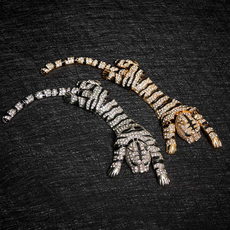 Men's Majestic Tiger Large Luxury Sparkling Rhinestone Brooch - image 7